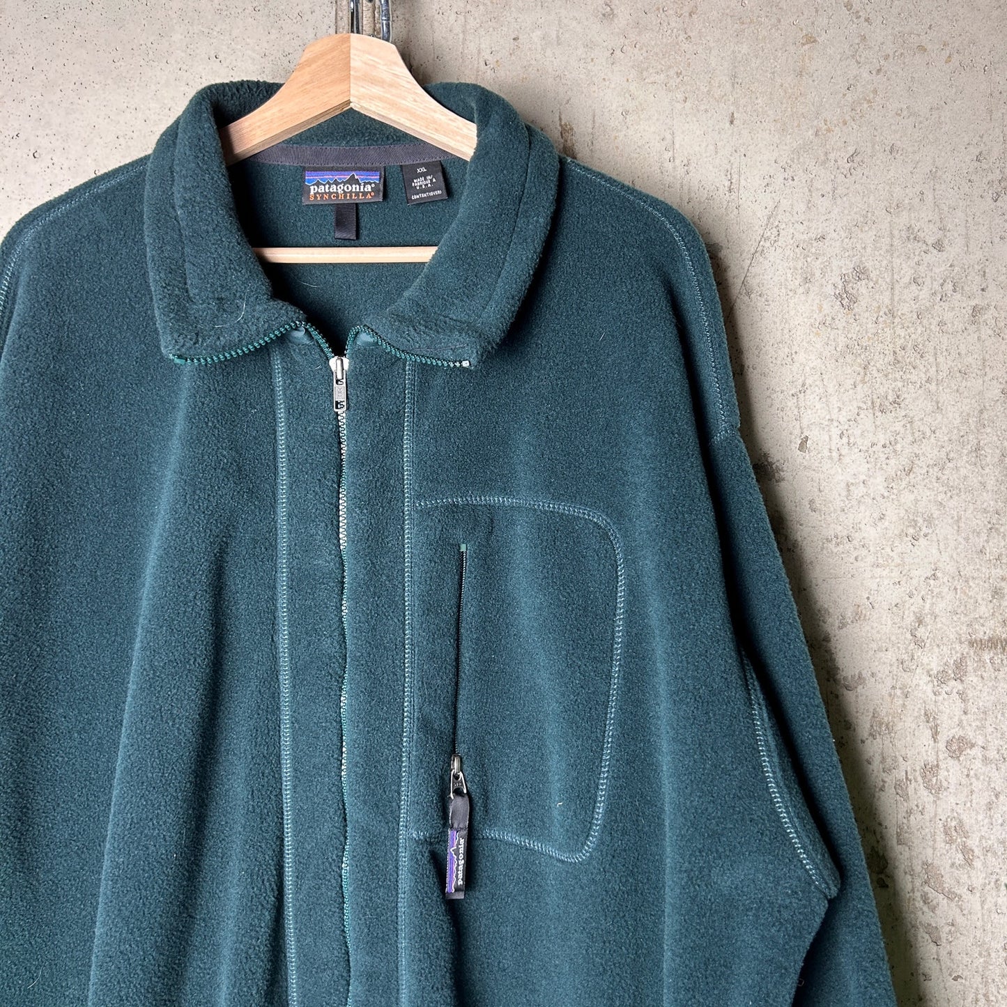 2XL 1996 Patagonia Synchilla Forest Green Zip Up Fleece