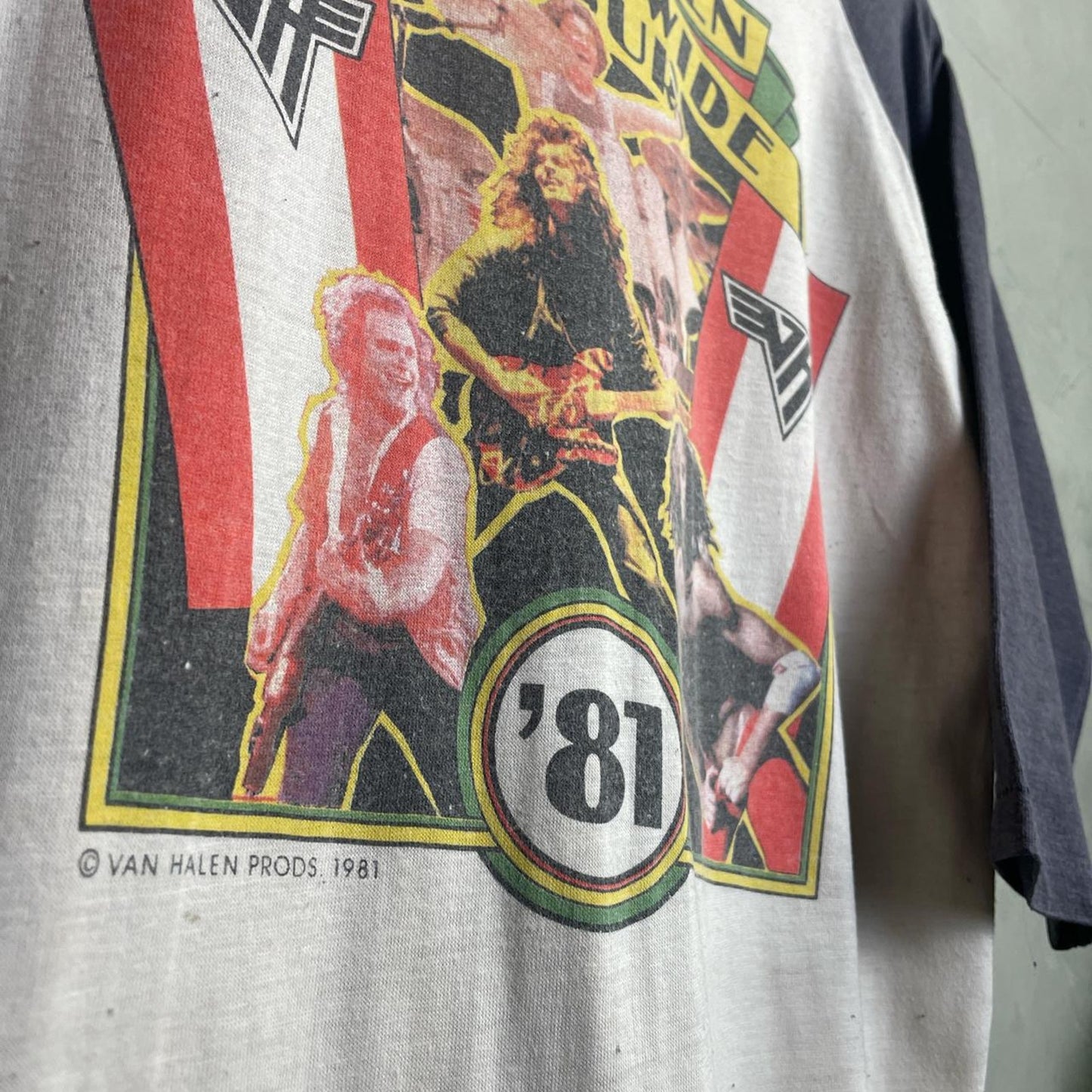 S 1981 Vintage Van Halen Worldwide Tour 3/4 Sleeve T-Shirt