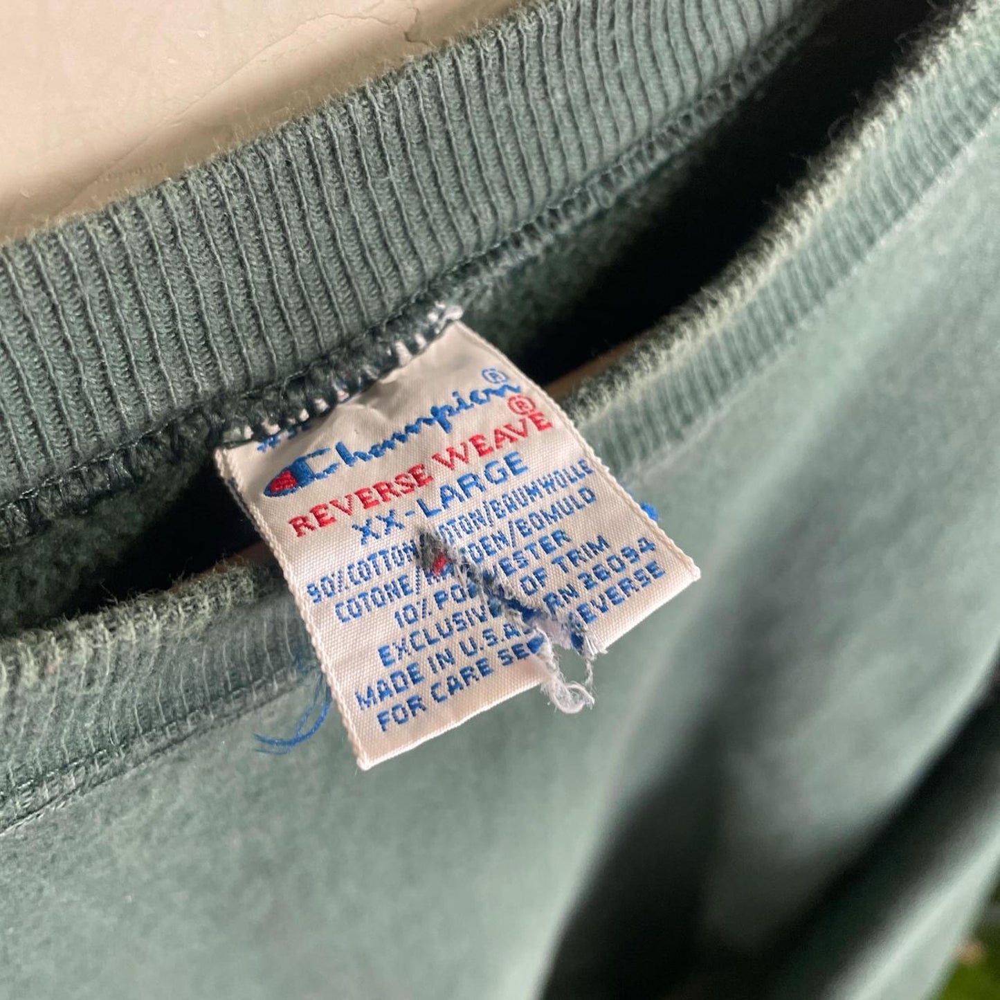 Champion Reverse Weave 90s Vintage Green Blank Crewneck 2XL