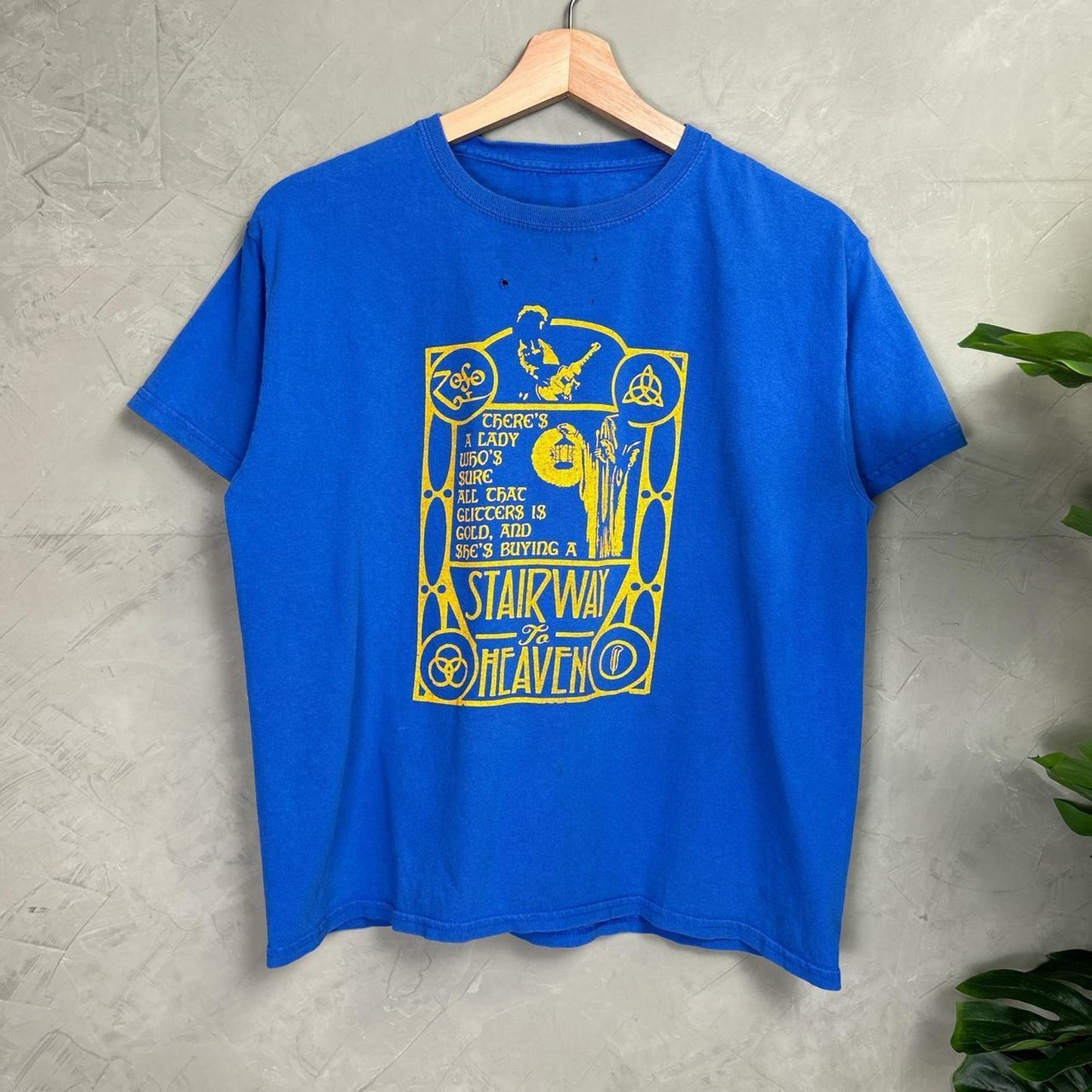 Led Zeppelin Stairway to Heaven Shirt Small Distressed Blue 90s