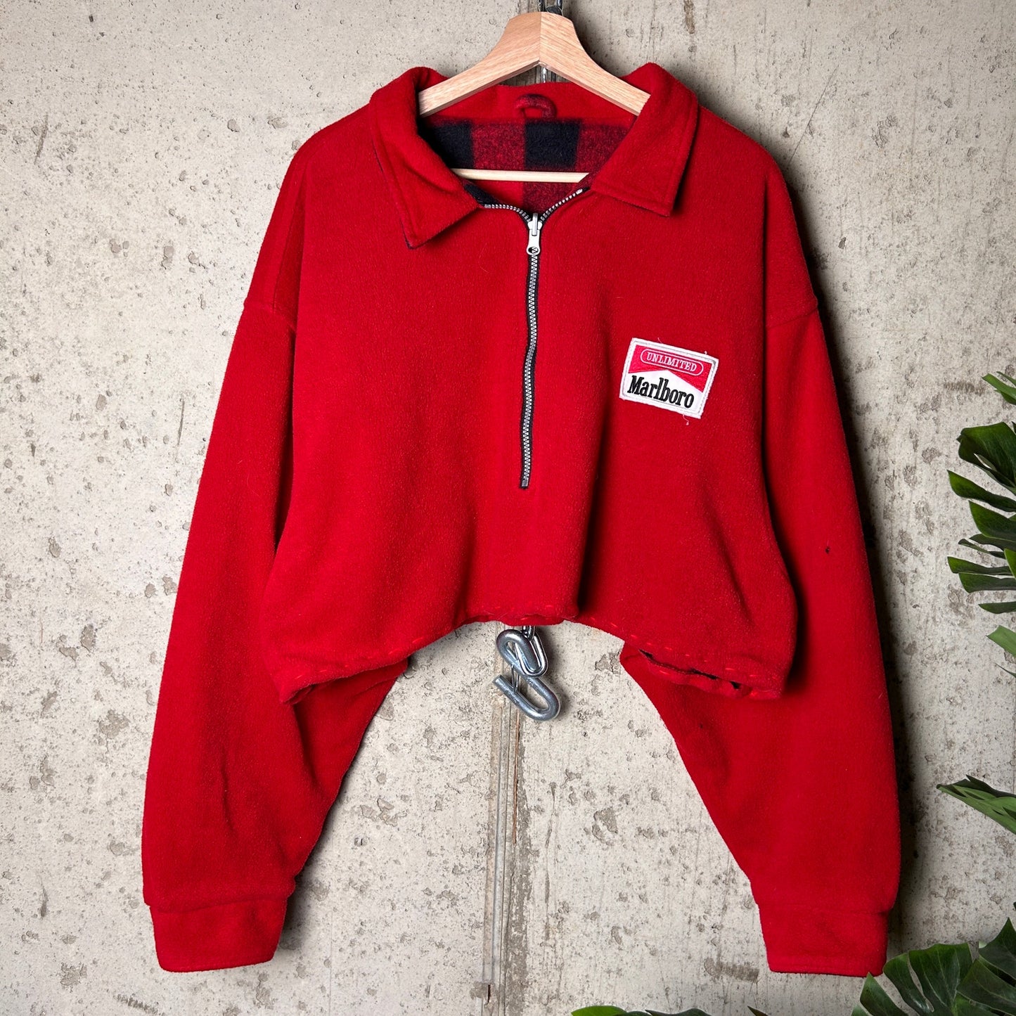 XL Super Cropped DIY Marlboro Reversible Flannel Fleece
