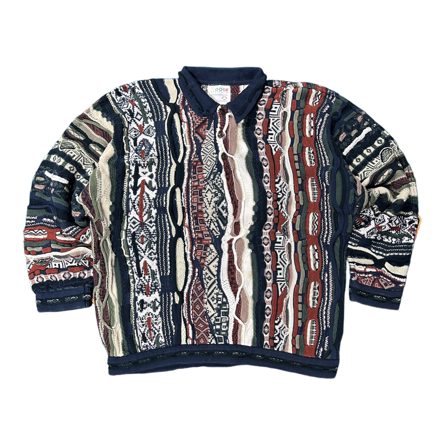 L 90s Coogi Knit Button Sweater