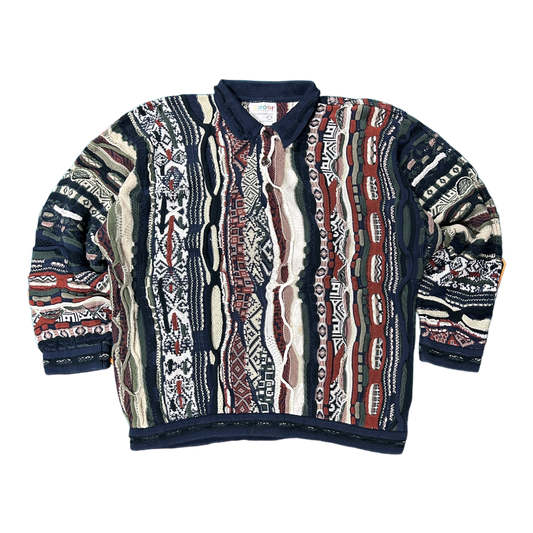 L 90s Coogi Knit Button Sweater