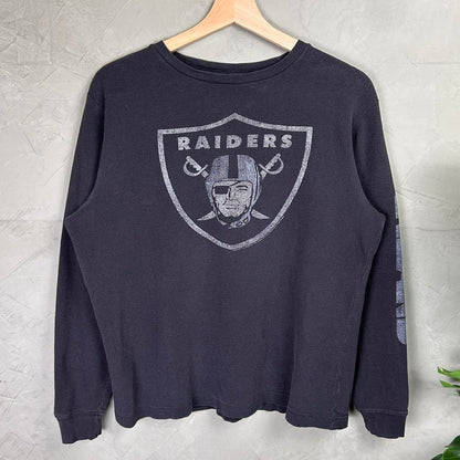 Medium Boxy Oakland Raiders Faded Thermal Longsleeve Shirt