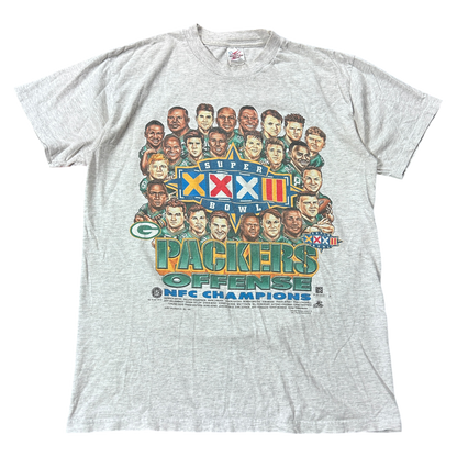 L 1997 Packers Offense/ Defense Super Bowl NFC Champions Caricature Tee