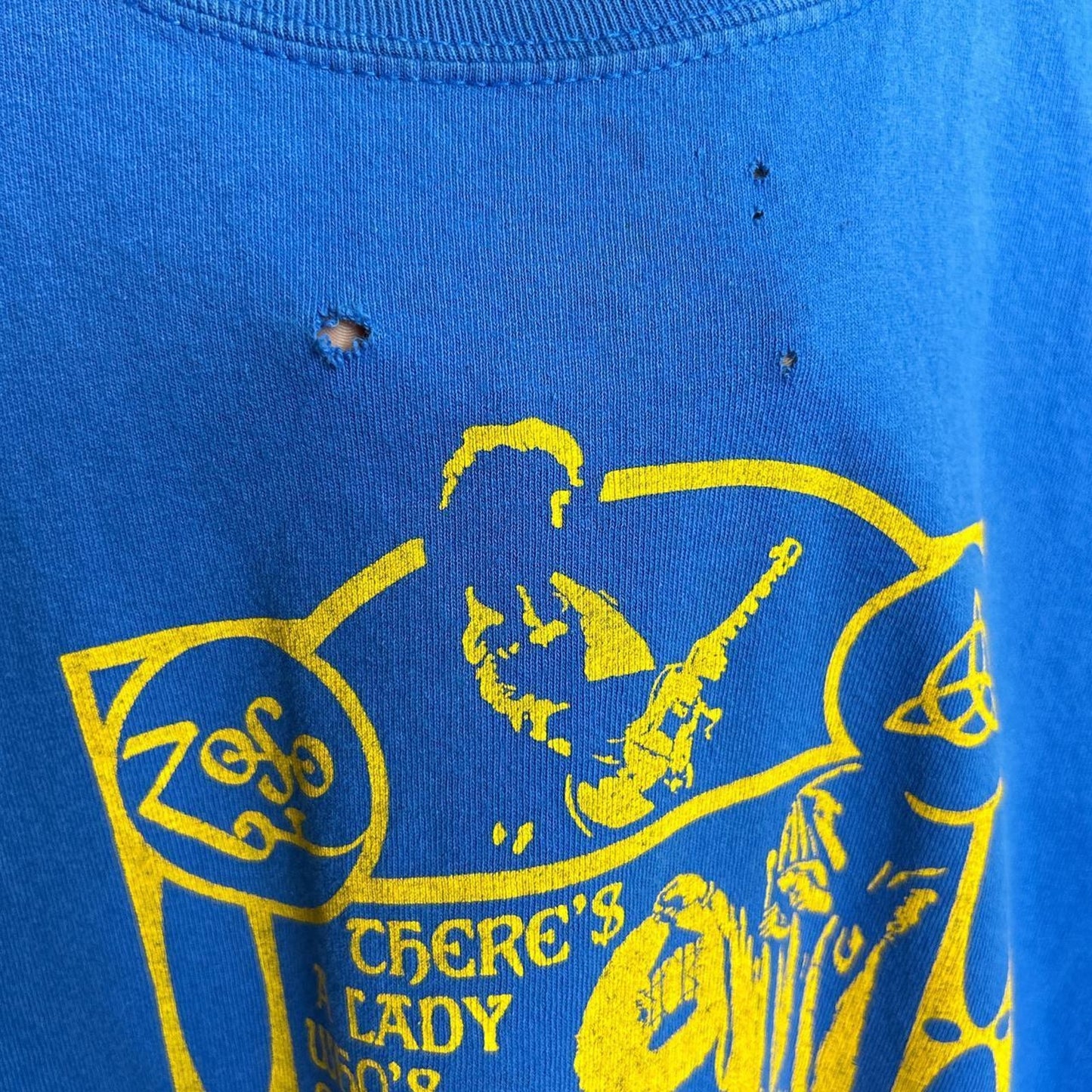 Led Zeppelin Stairway to Heaven Shirt Small Distressed Blue 90s