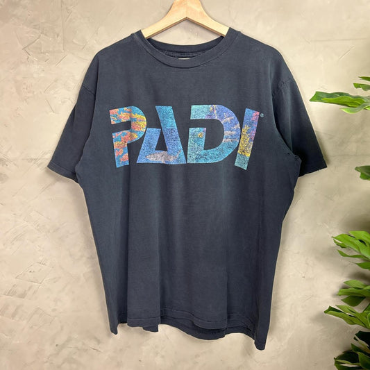 L 90s PADI Sportswear Surf Logo Faded Single Stitch Shirt