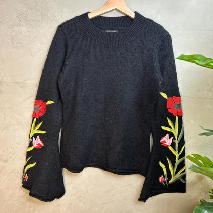 Medium y2k romeo and juliet Couture Womens Floral Embroidered Knit Sweater