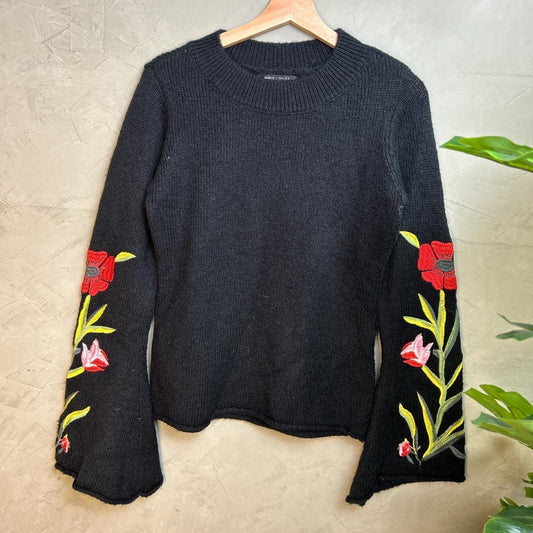 Medium y2k romeo and juliet Couture Womens Floral Embroidered Knit Sweater