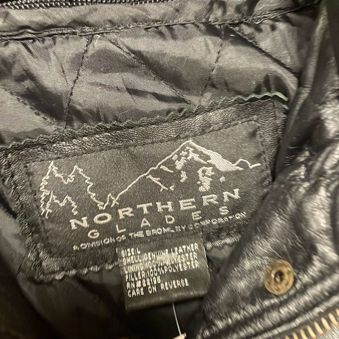 L Northern Glades Black Hooded Leather Jacket