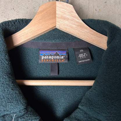 2XL 1996 Patagonia Synchilla Forest Green Zip Up Fleece