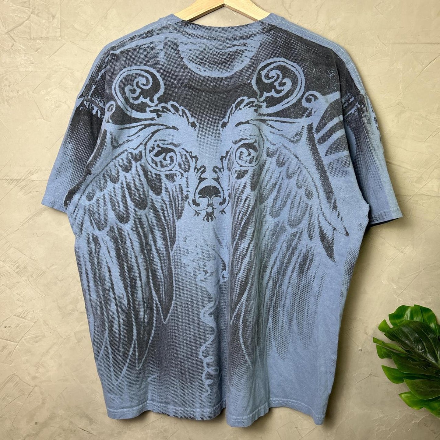 Y2K Flying Eagle Skull AOP Affliction Style XL Shirt
