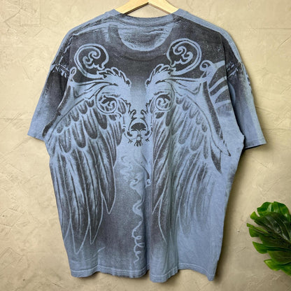 Y2K Flying Eagle Skull AOP Affliction Style XL Shirt