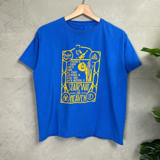 Led Zeppelin Stairway to Heaven Shirt Small Distressed Blue 90s