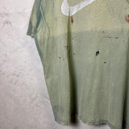 XL 90s Nike White Tag Faded and Distressed Earth Tone Green Tee