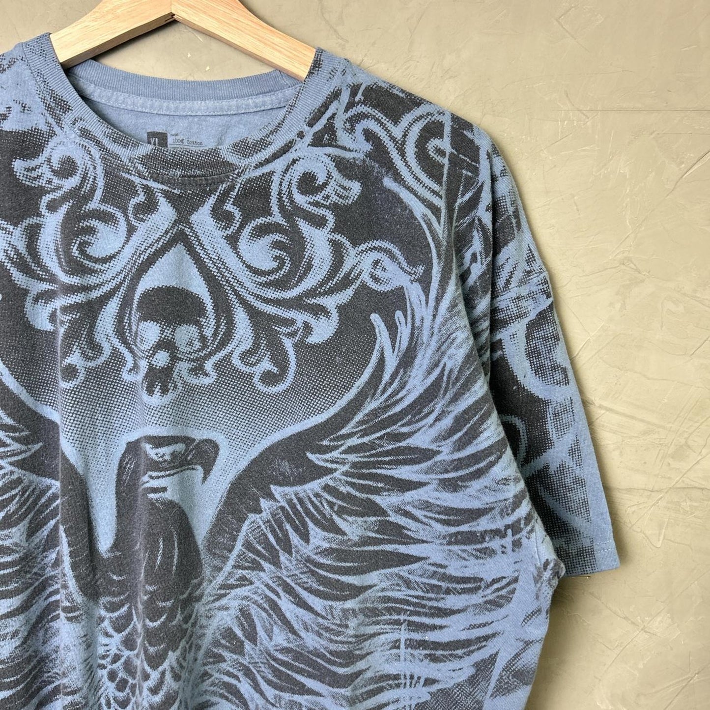 Y2K Flying Eagle Skull AOP Affliction Style XL Shirt